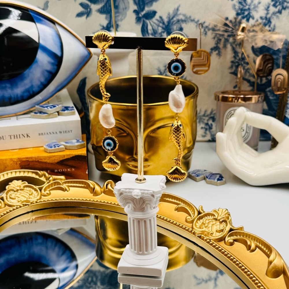 🆕 LELE SADOUGHI 🧿 NWOT La Mer Pearly Liner Earrings - Evil Eye - Picture 7 of 17